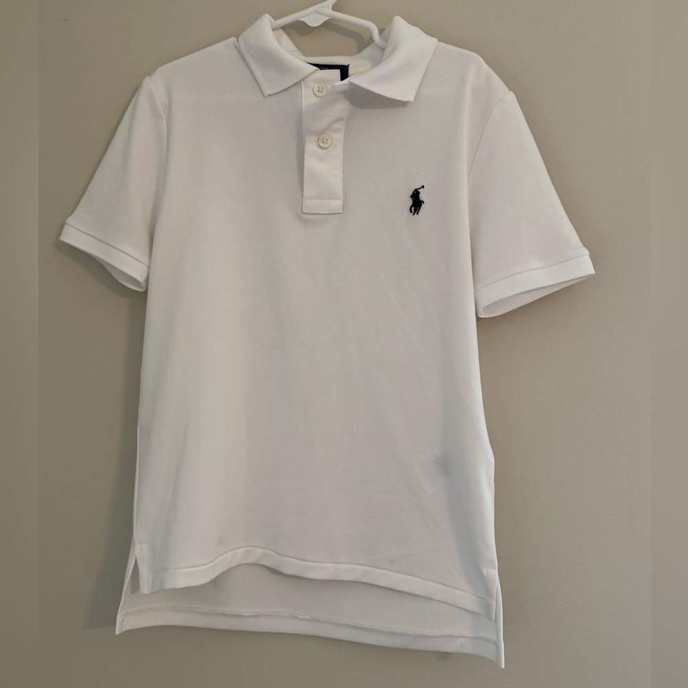 Boys’ Ralph Lauren White Polo Shirt with Button Detail